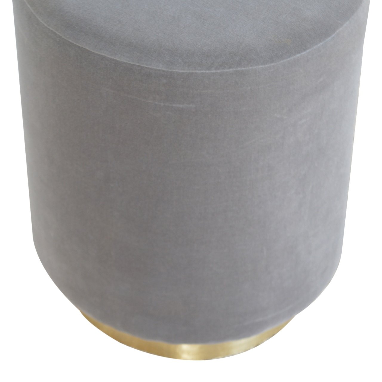 Gold Base Grey Velvet Footstool - Image 4