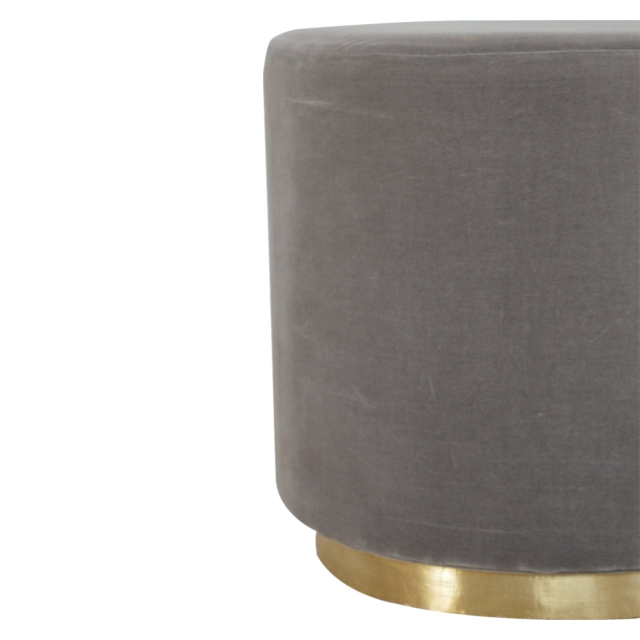 Gold Base Grey Velvet Footstool - Image 5