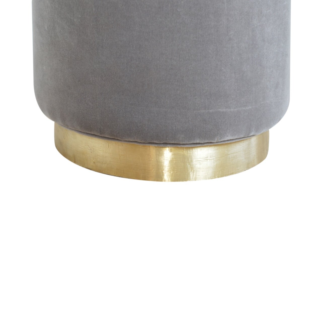 Gold Base Grey Velvet Footstool - Image 7