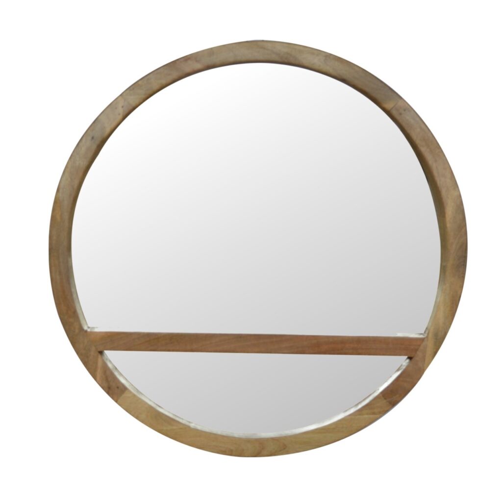 Canada Wooden Round Mirror with 1 Shelf Suppliers
