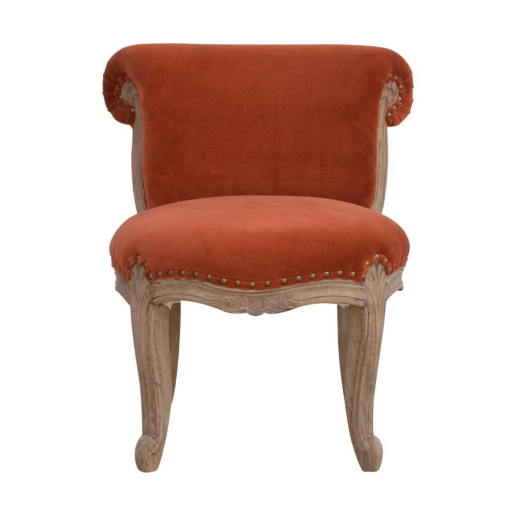 Canada Brick Red Velvet Studded Chair Suppliers
