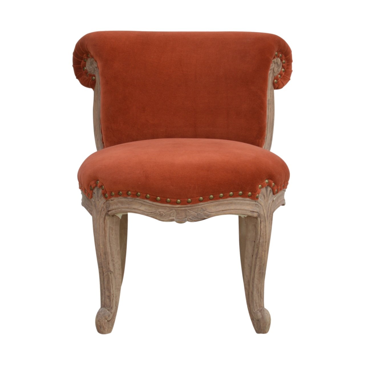 Canada Brick Red Velvet Studded Chair Suppliers