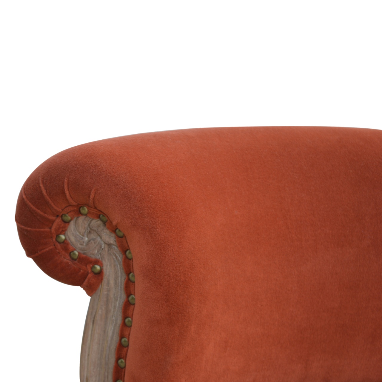 Brick Red Velvet Studded Chair - Image 4