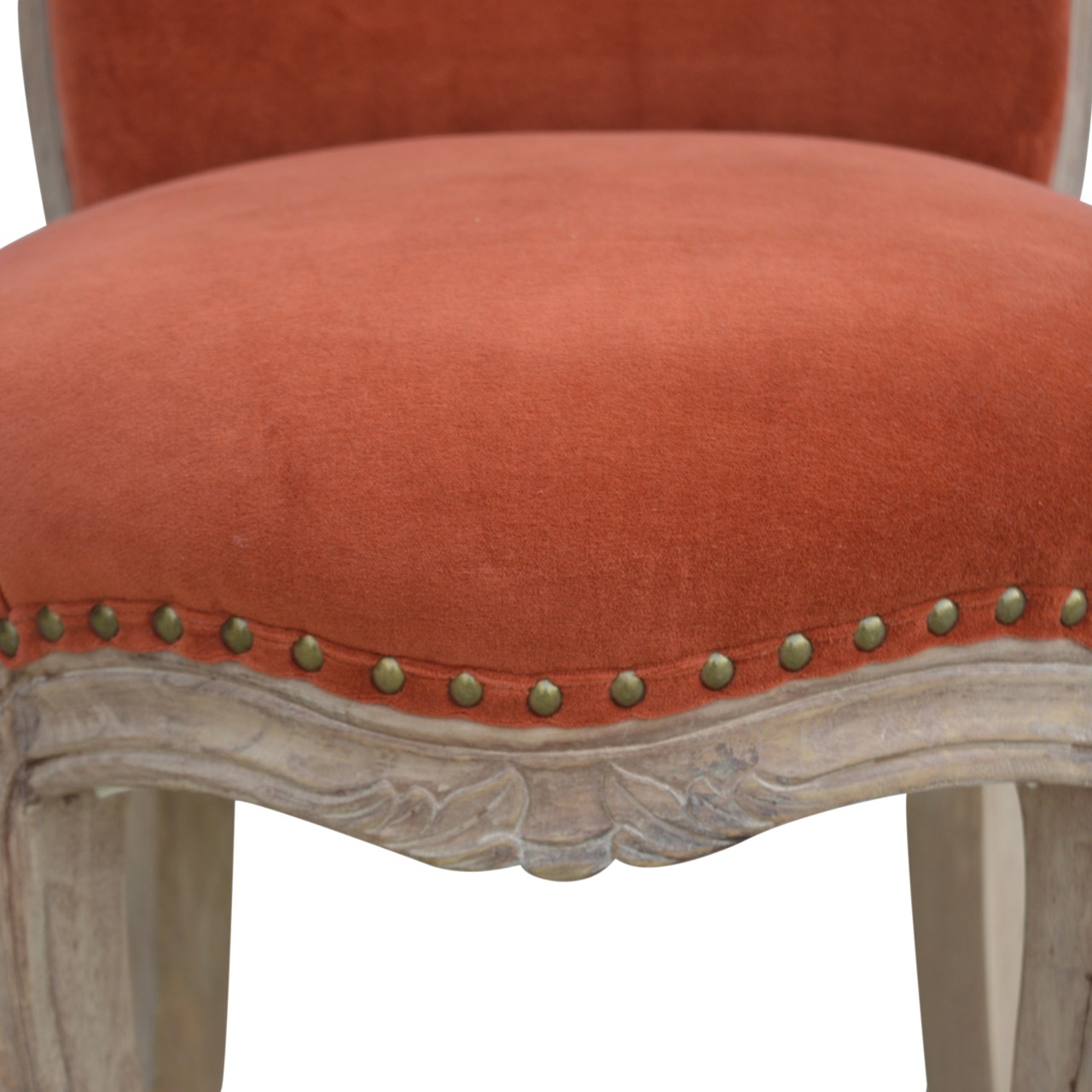 Brick Red Velvet Studded Chair - Image 5