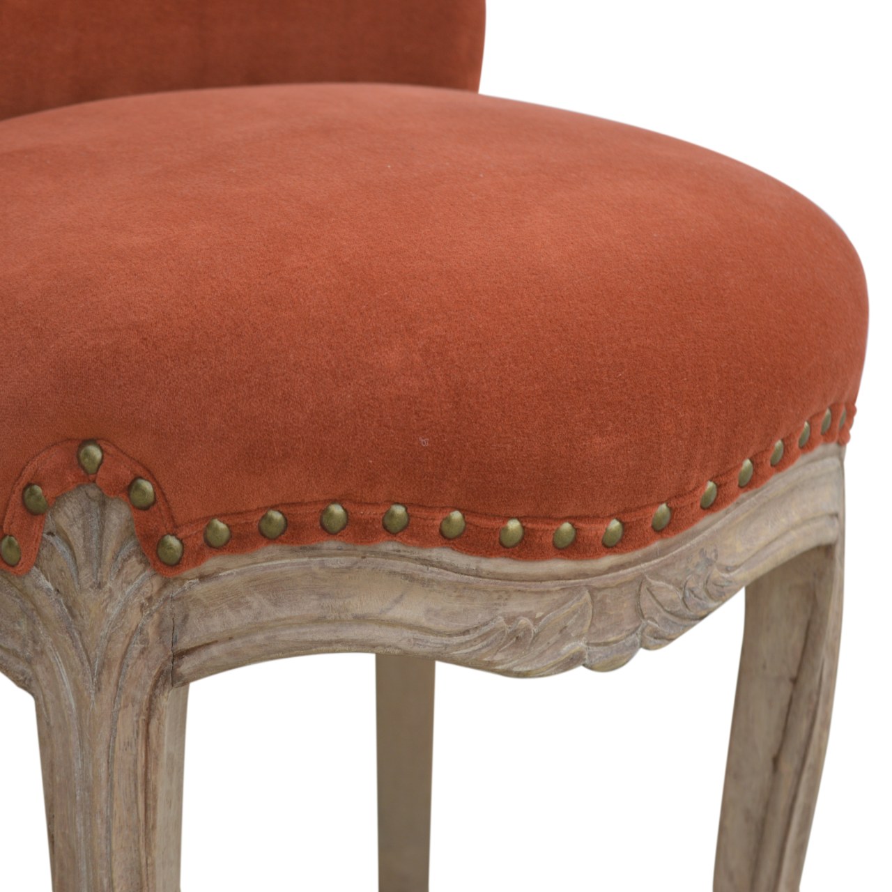 Brick Red Velvet Studded Chair - Image 6