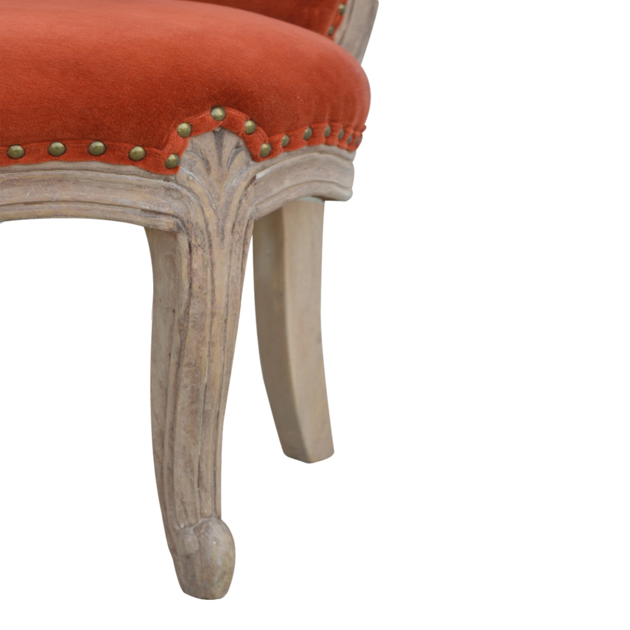 Brick Red Velvet Studded Chair - Image 7