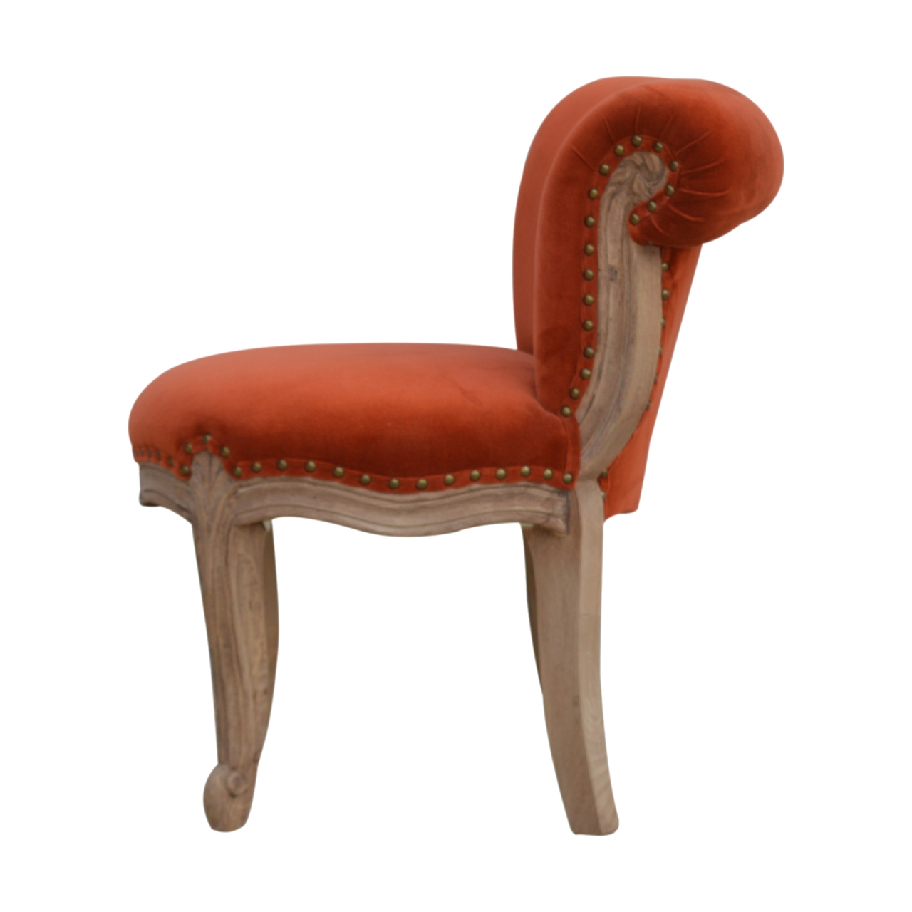 Brick Red Velvet Studded Chair - Image 8