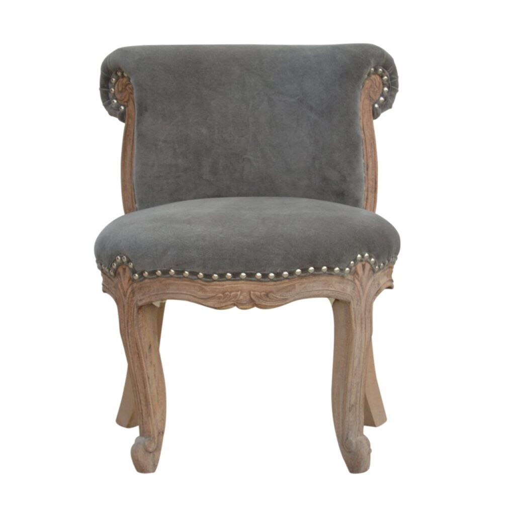 Canada Grey Velvet Studded Chair Suppliers