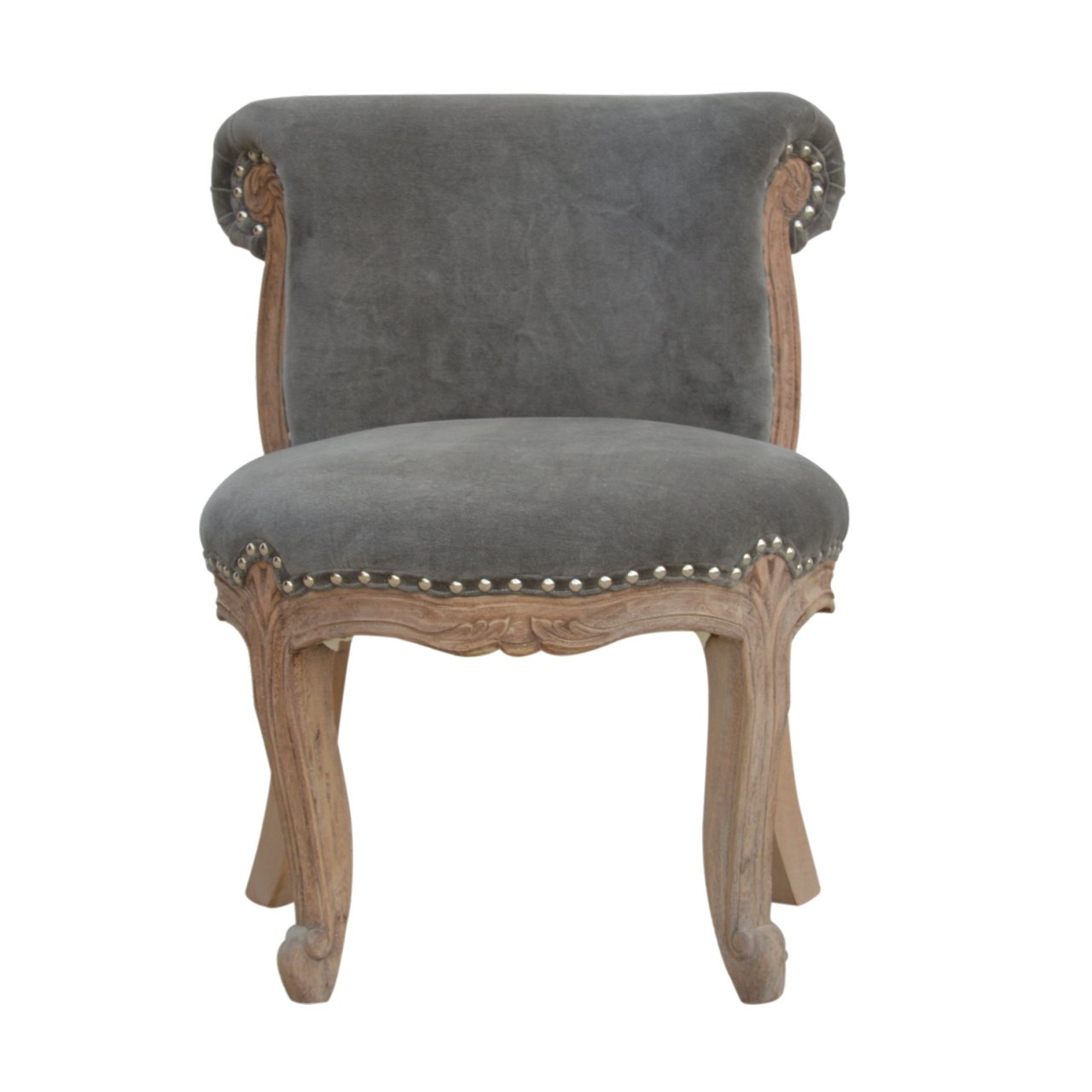 Canada Grey Velvet Studded Chair Suppliers