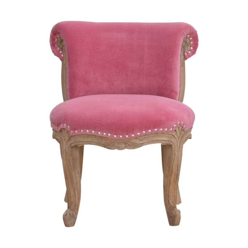 Canada Pink Velvet Studded Chair Suppliers