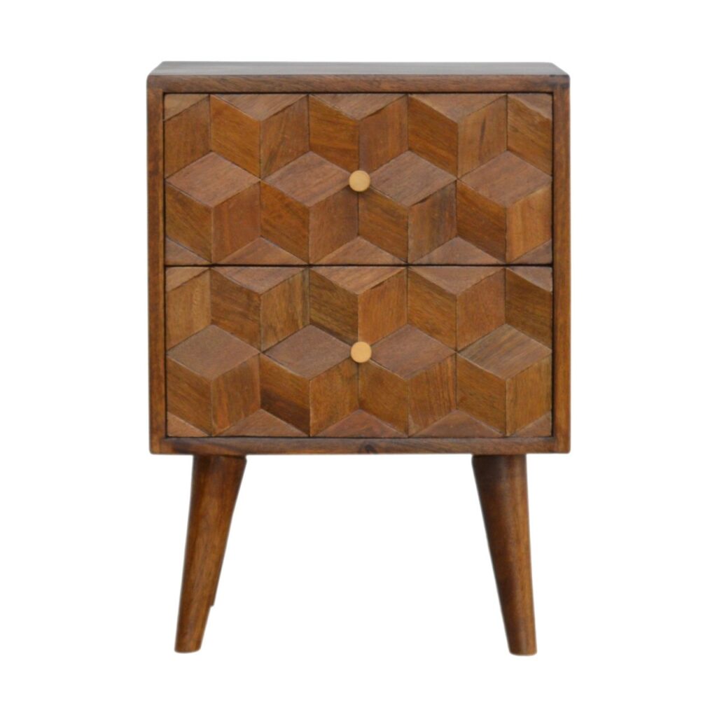 Canada Chestnut Cube Carved Nightstand Suppliers