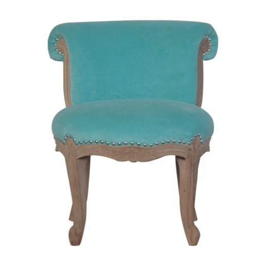 Aqua Velvet Studded Chair - Image 10