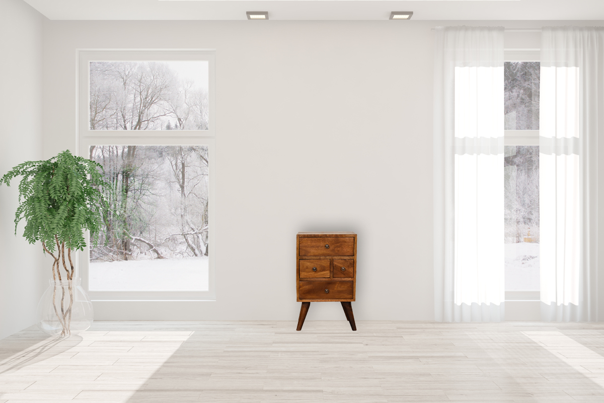 4 Drawer Multi Chestnut Nightstand - Image 10