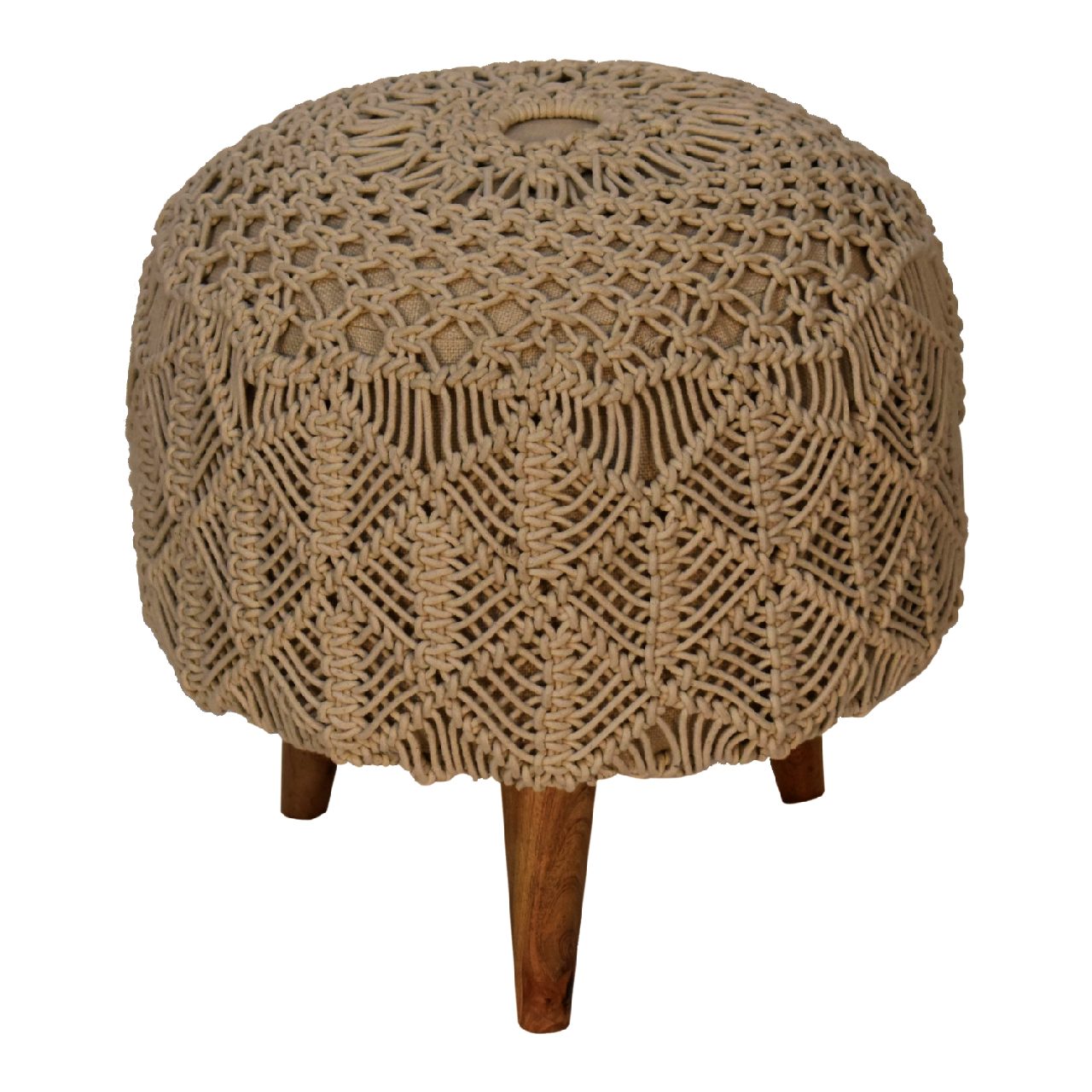 Crotchet Beige Footstool - Image 3