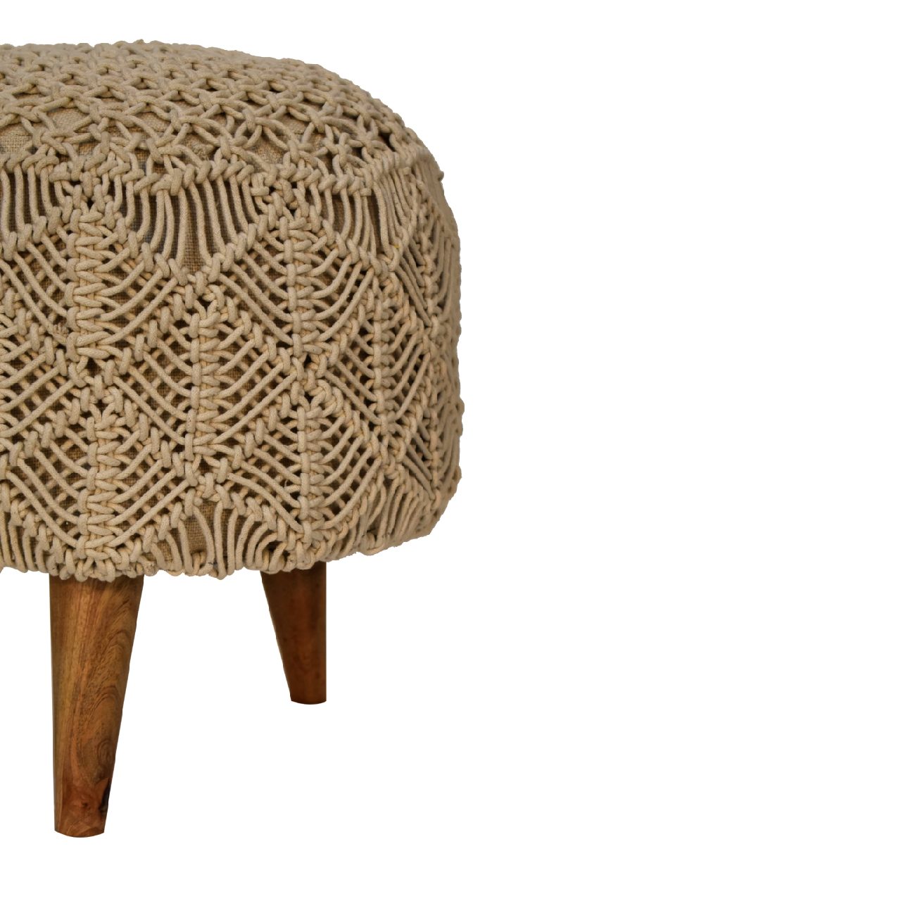 Crotchet Beige Footstool - Image 5