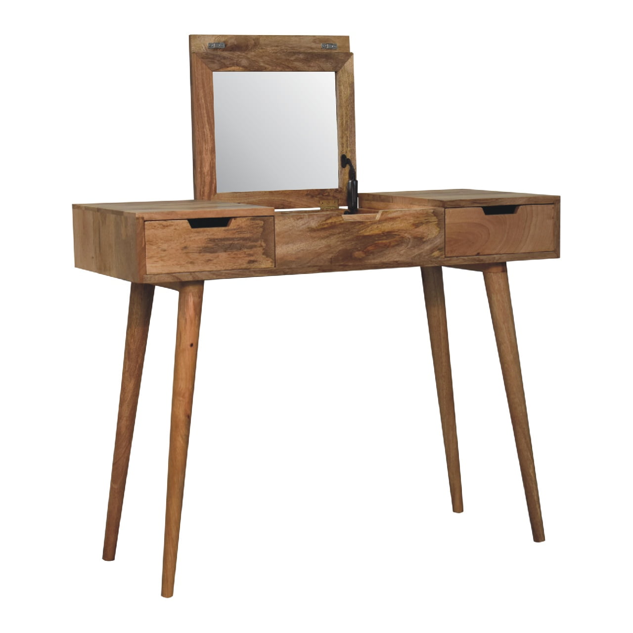 IN3348 - Oak-ish Dressing Table with Foldable Mirror for wholesale