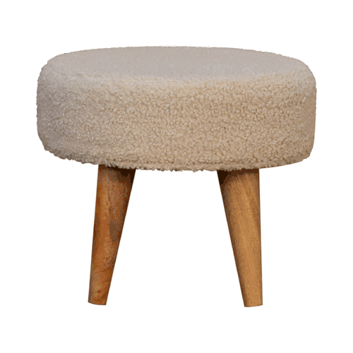 Cream Boucle Petite Footstool - Image 10