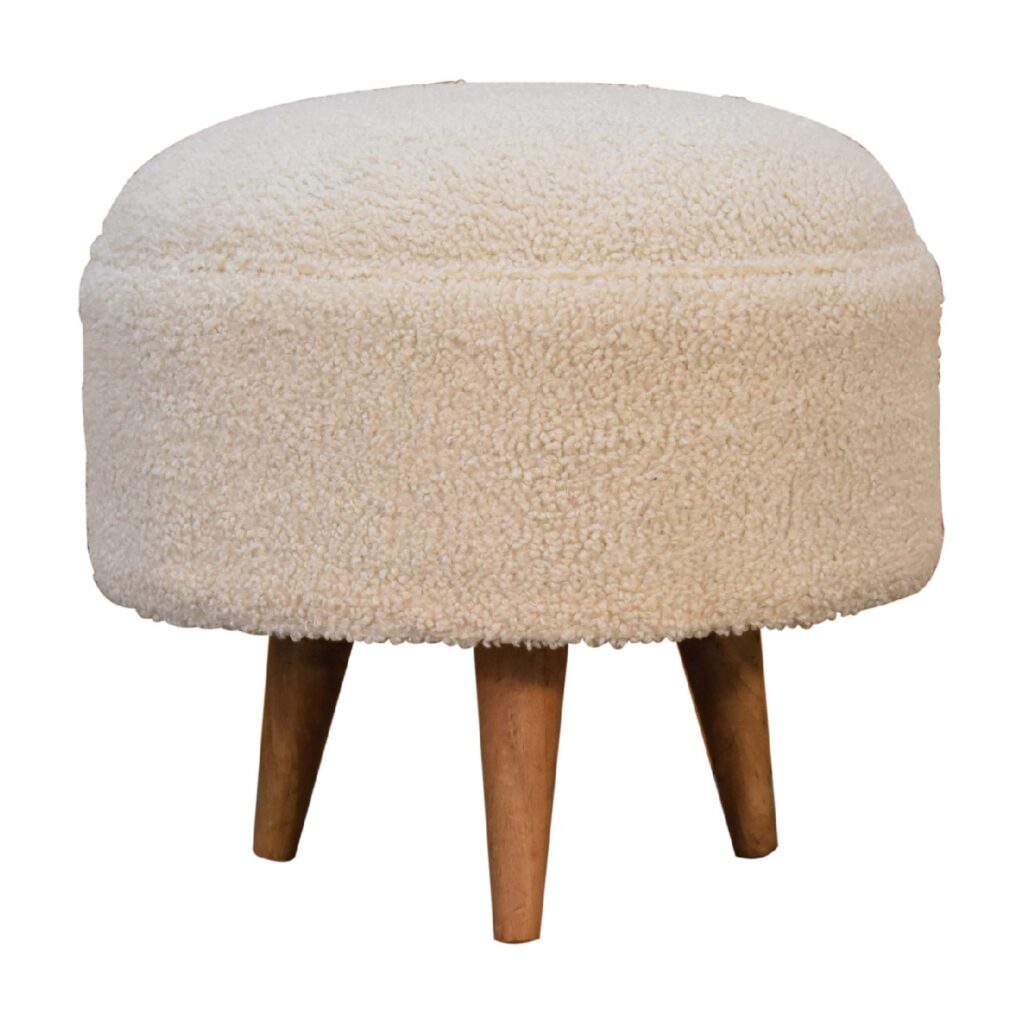 Canada Cream Boucle Rounded Footstool Suppliers