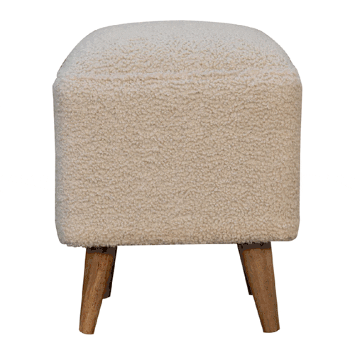 Cream Boucle Squoval Bench - Image 10