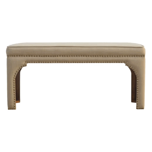 bulk Mango Wood Occasional Bench Upholstered in Mud Linen for resale