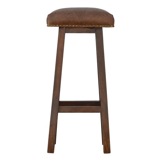 bulk Buffalo Leather Bar Stool with Brass Studs for resale