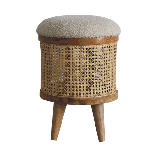 Cream Boucle Larissa Footstool for wholesale