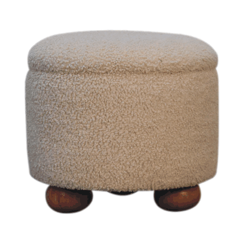 Cream Boucle Storage Footstool - Image 10