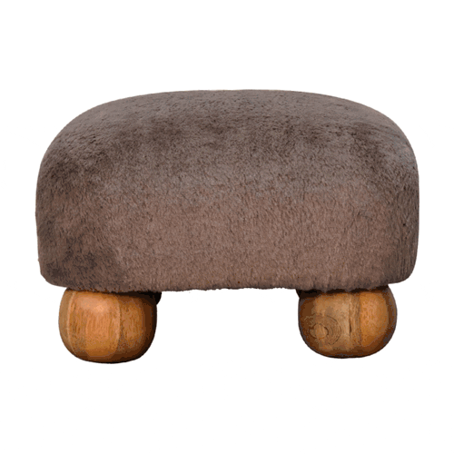 Mocha Faux Fur Nordic Footstool - Image 11