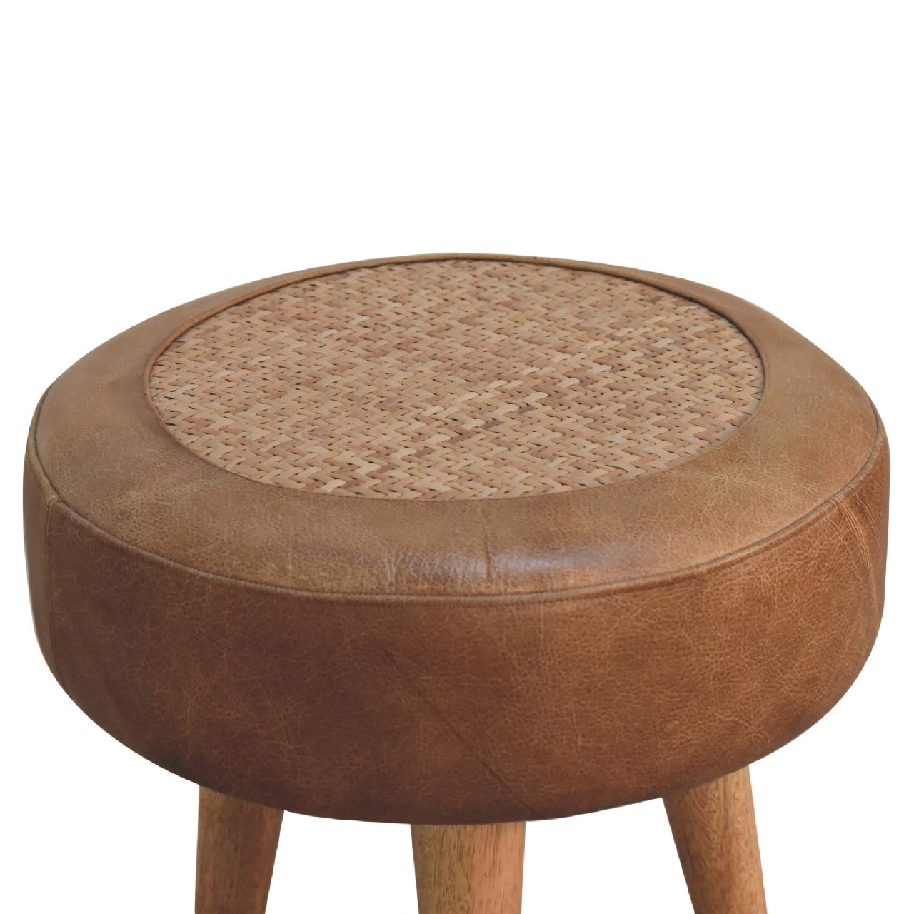 wholesale Seagrass Buffalo Hide Round Nordic Footstool for resale