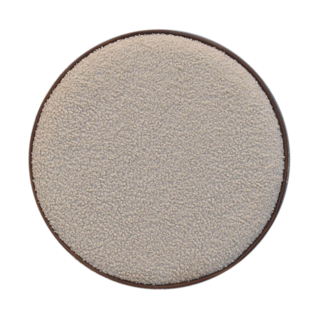 Boucle Round Footstool with Bufallo Leather Piping for wholesale