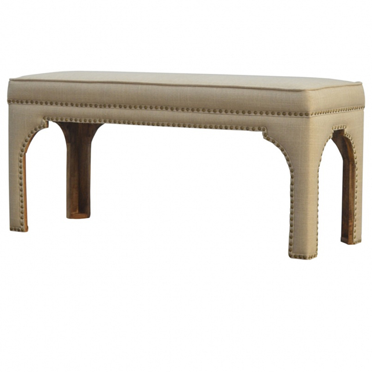 Mango Wood Occasional Bench Upholstered in Mud Linen wholesalers