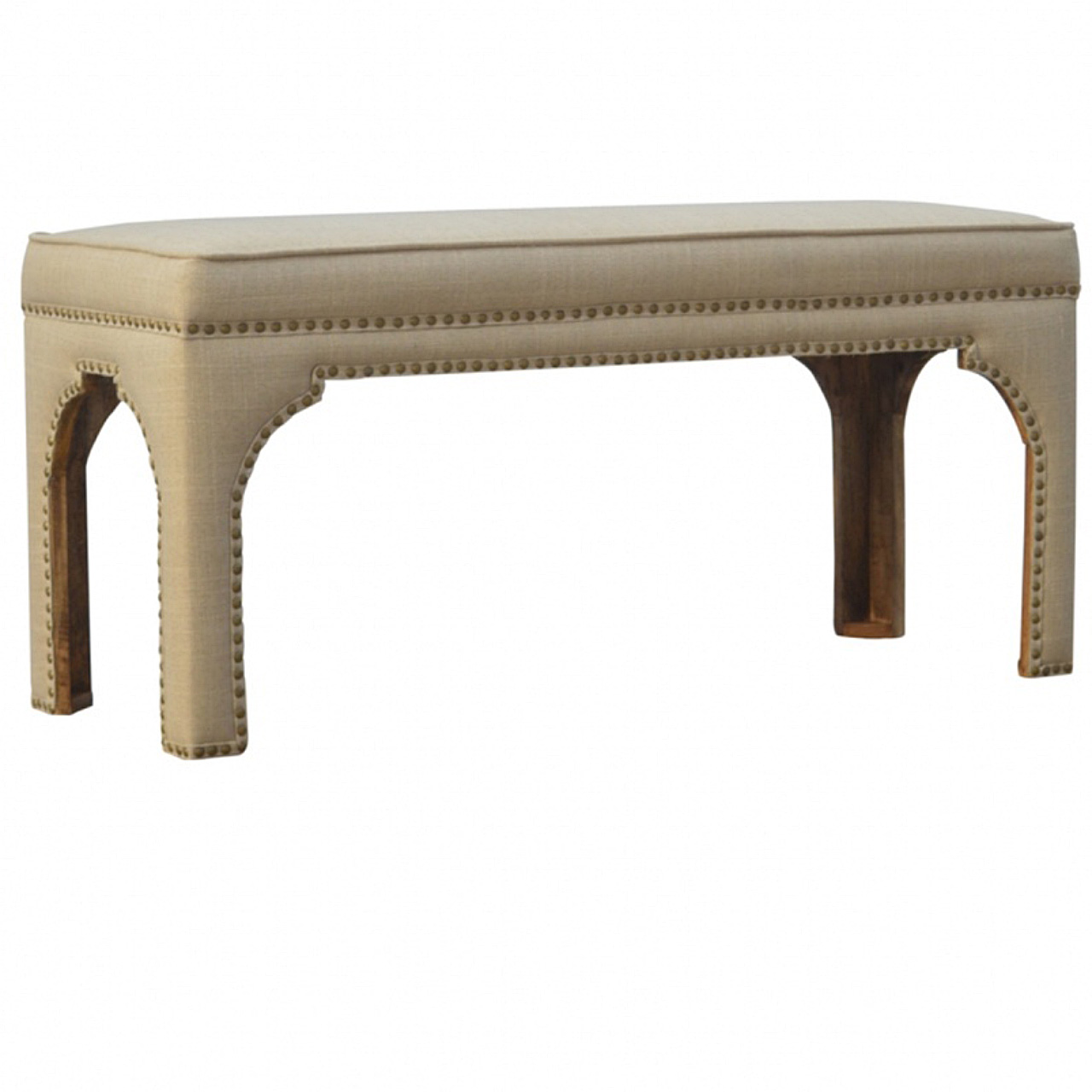 wholesale Mango Wood Occasional Bench Upholstered in Mud Linen for resale