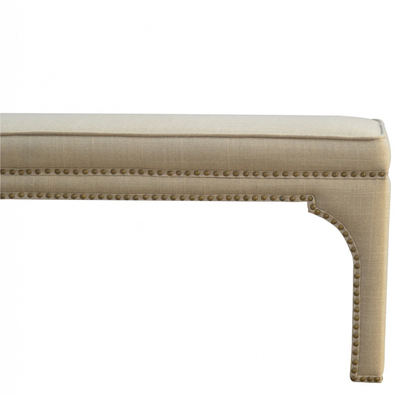Mango Wood Occasional Bench Upholstered in Mud Linen dropshipping