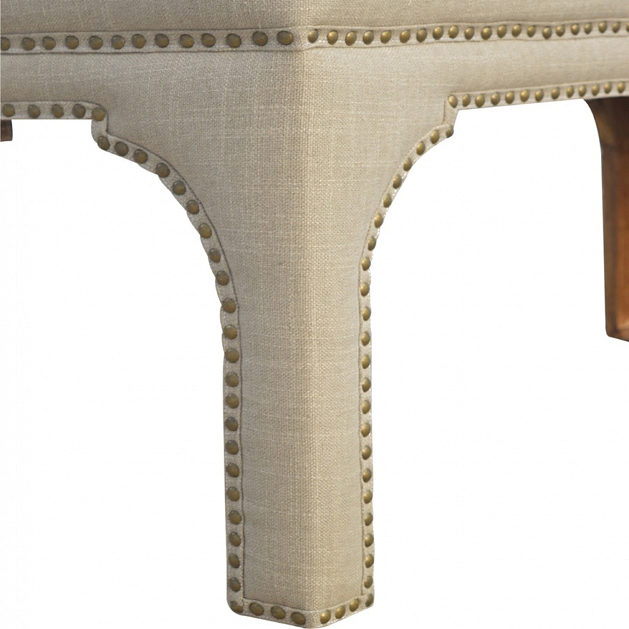 Mango Wood Occasional Bench Upholstered in Mud Linen for reselling