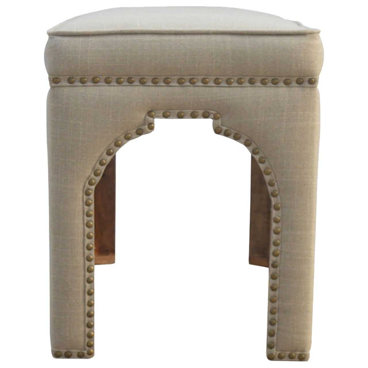 Mango Wood Occasional Bench Upholstered in Mud Linen for wholesale