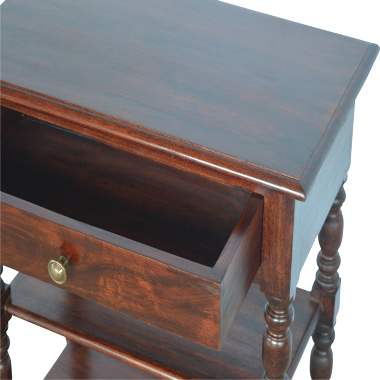 1 Drawer Solid Wood Turned Leg Occasional Table for resell