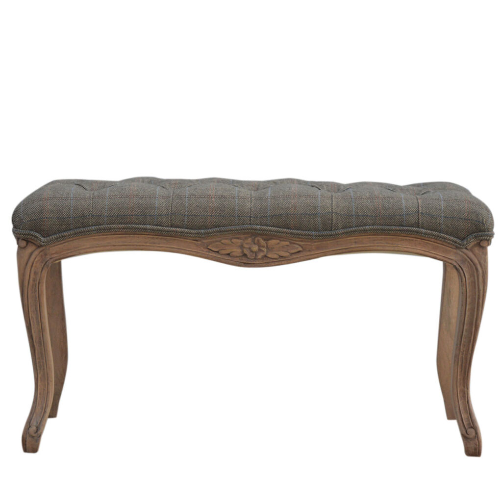 Canada Multi Tweed Carved Bedroom Bench Suppliers