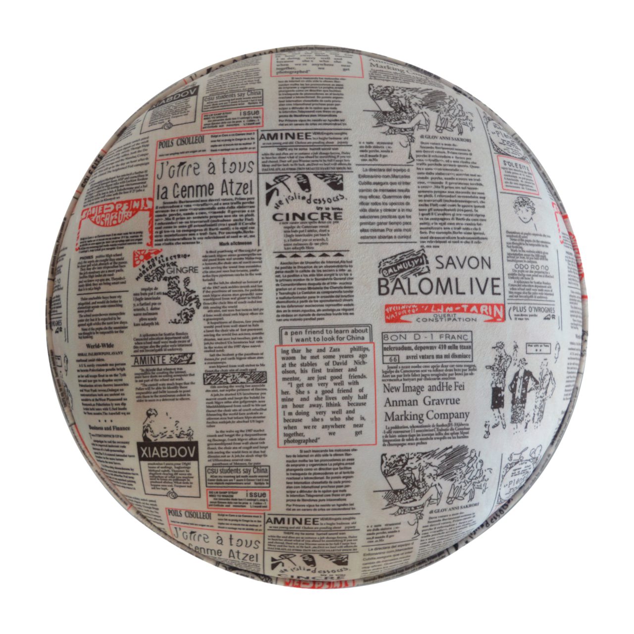 wholesale IN1018 - Round Footstool with News Print Velvet for resale