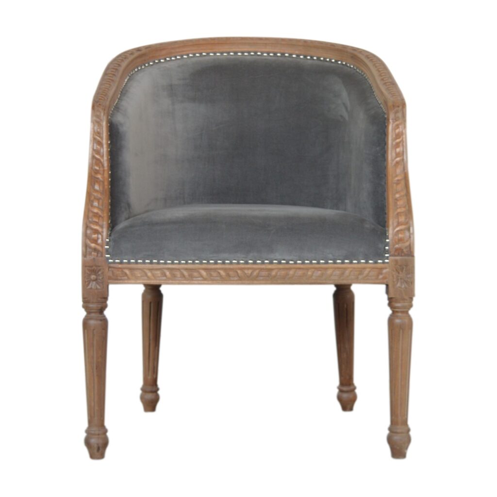 Canada Grey Velvet Occasional Chair Suppliers