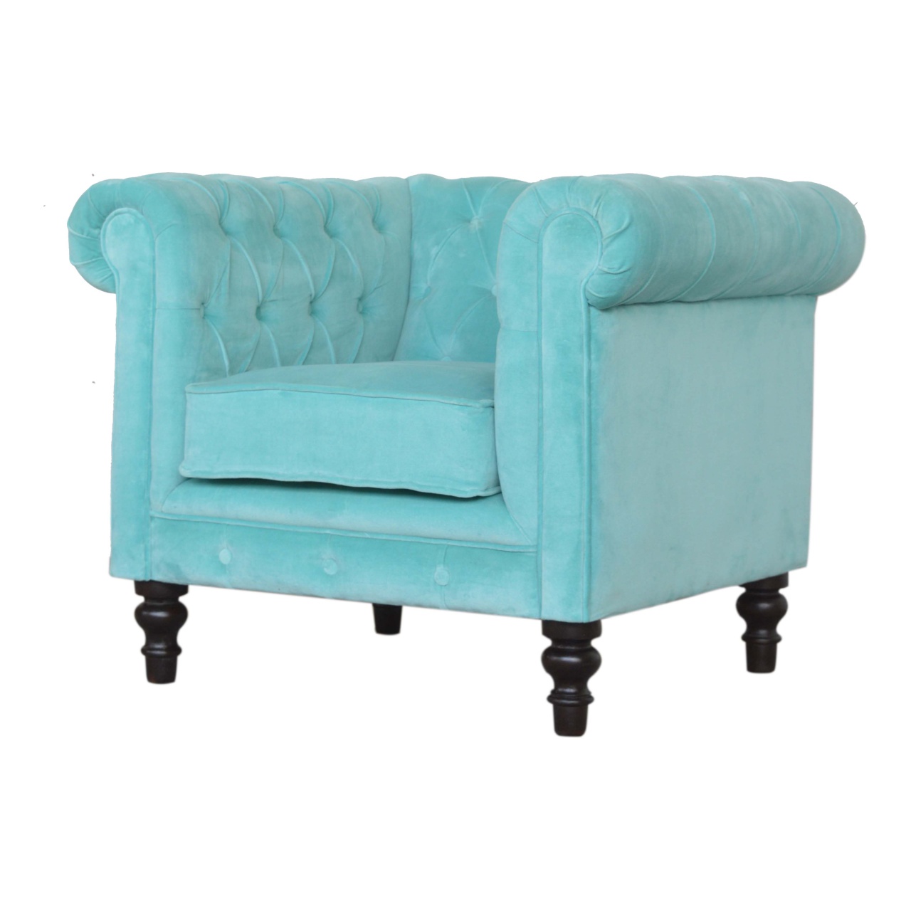 Turquoise Velvet Chesterfield Armchair dropshipping