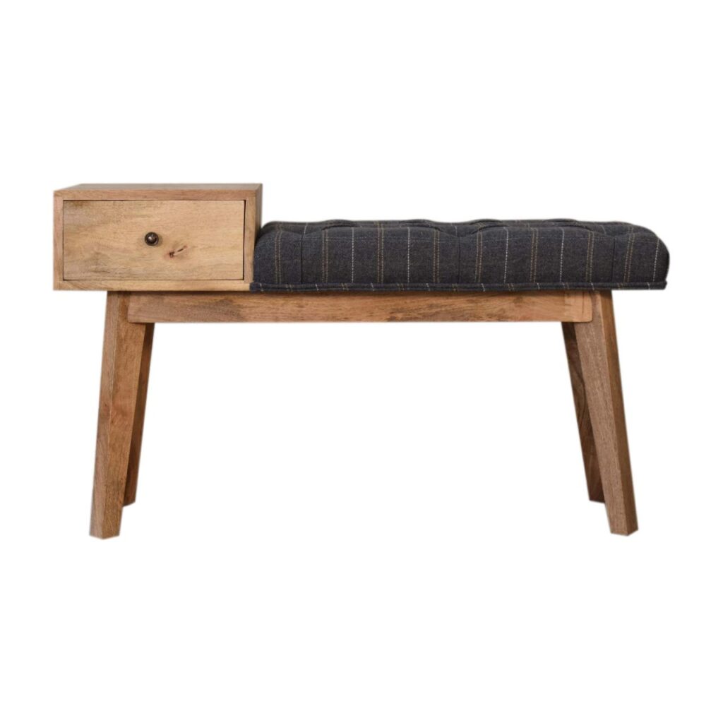 Canada Pewter Tweed Bench with 1 Drawer Suppliers