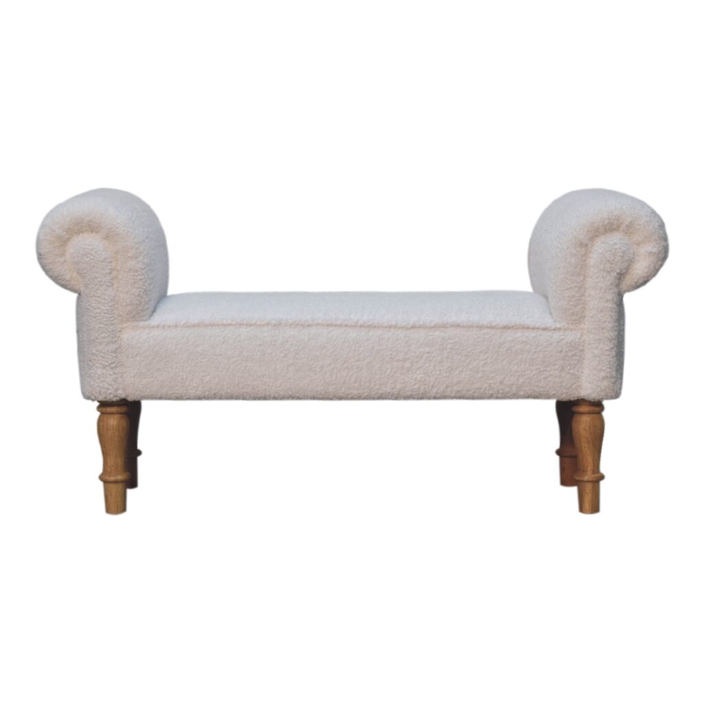 Canada White Boucle Bedroom Bench Suppliers