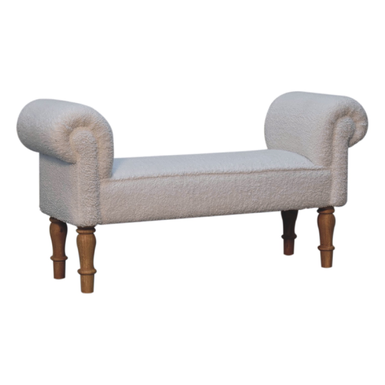 White Boucle Bedroom Bench - Image 2