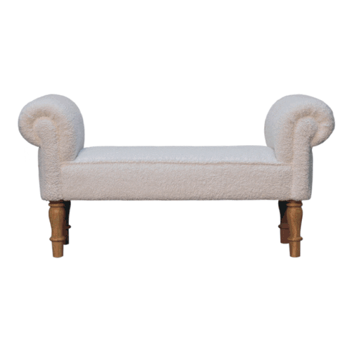 White Boucle Bedroom Bench - Image 11