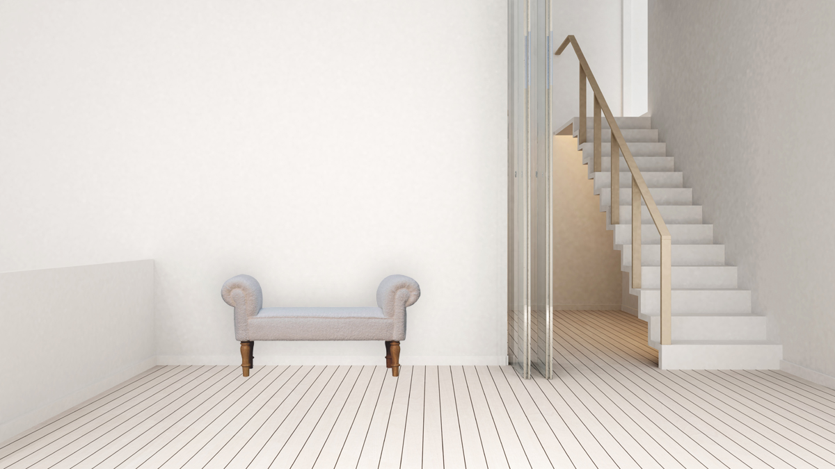 White Boucle Bedroom Bench - Image 10