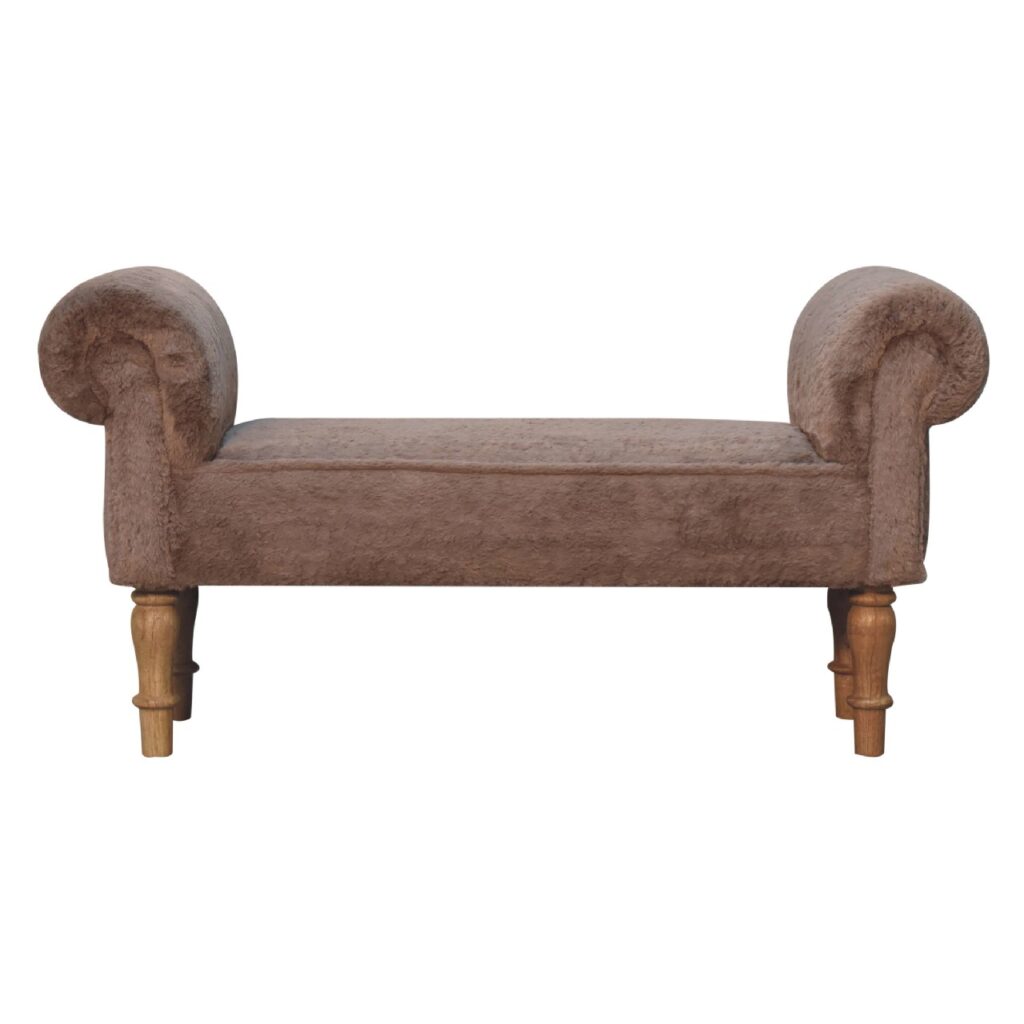Canada Mocha Faux Fur Bedroom Bench Suppliers