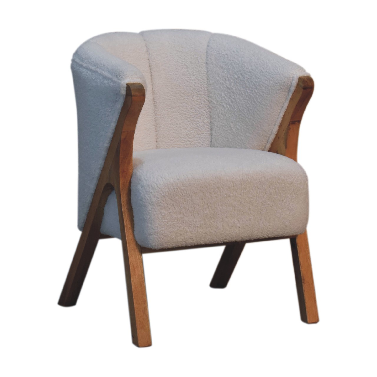 White Boucle Minimalistic Chair - Image 3