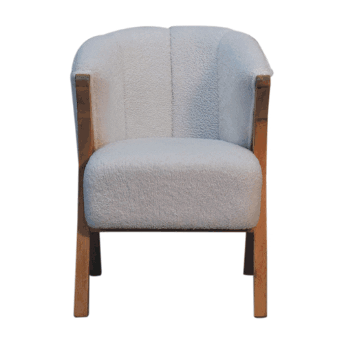 White Boucle Minimalistic Chair - Image 11