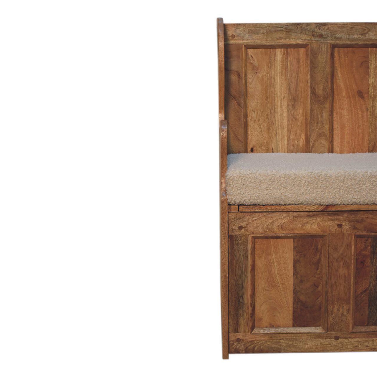 Cream Boucle Mini Monks Bench - Image 6