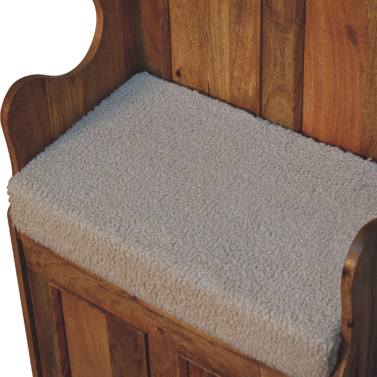 Cream Boucle Mini Monks Bench - Image 7